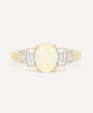 Kojis - 18ct Gold Opal and Diamond Five Stone Ring image number 0