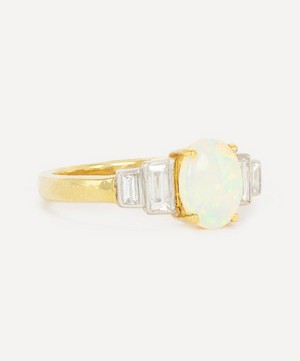 Kojis - 18ct Gold Opal and Diamond Five Stone Ring image number 1