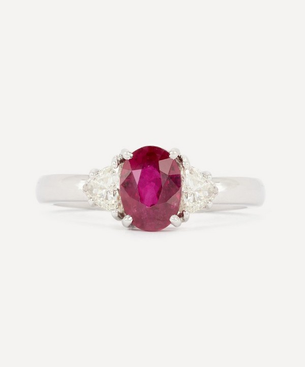Kojis - 18ct White Gold Ruby and Diamond Trilogy Ring image number null