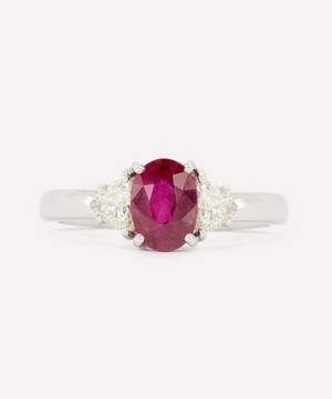 Kojis - 18ct White Gold Ruby and Diamond Trilogy Ring image number 0
