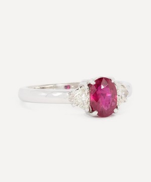 Kojis - 18ct White Gold Ruby and Diamond Trilogy Ring image number 1