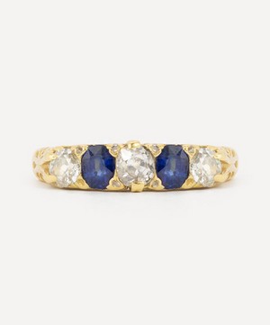 Kojis - 18ct Gold Antique Sapphire and Diamond Carved Head Ring image number 0