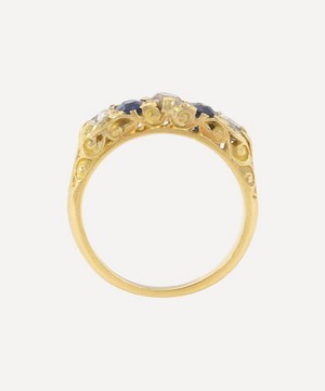 Kojis - 18ct Gold Antique Sapphire and Diamond Carved Head Ring image number 1