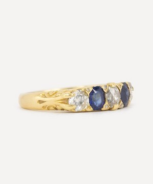 Kojis - 18ct Gold Antique Sapphire and Diamond Carved Head Ring image number 2
