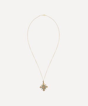 Kojis - 15ct Gold Edwardian Enamel and Pearl Pendant Necklace image number 1