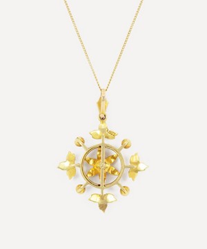 Kojis - 15ct Gold Edwardian Enamel and Pearl Pendant Necklace image number 2