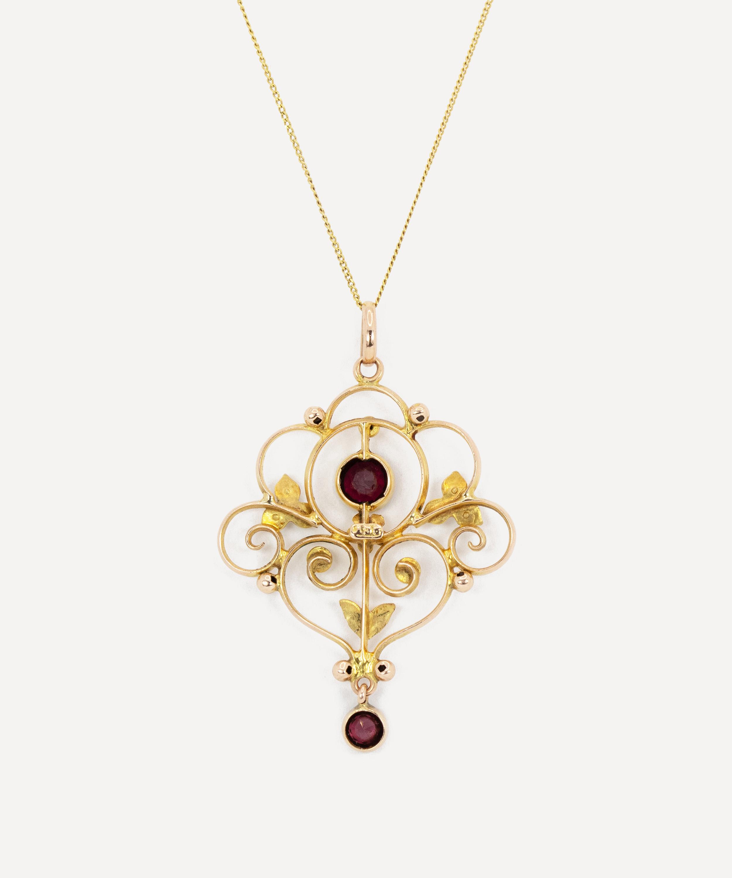 Kojis - 9ct Gold Edwardian Garnet Pendant Necklace image number 2