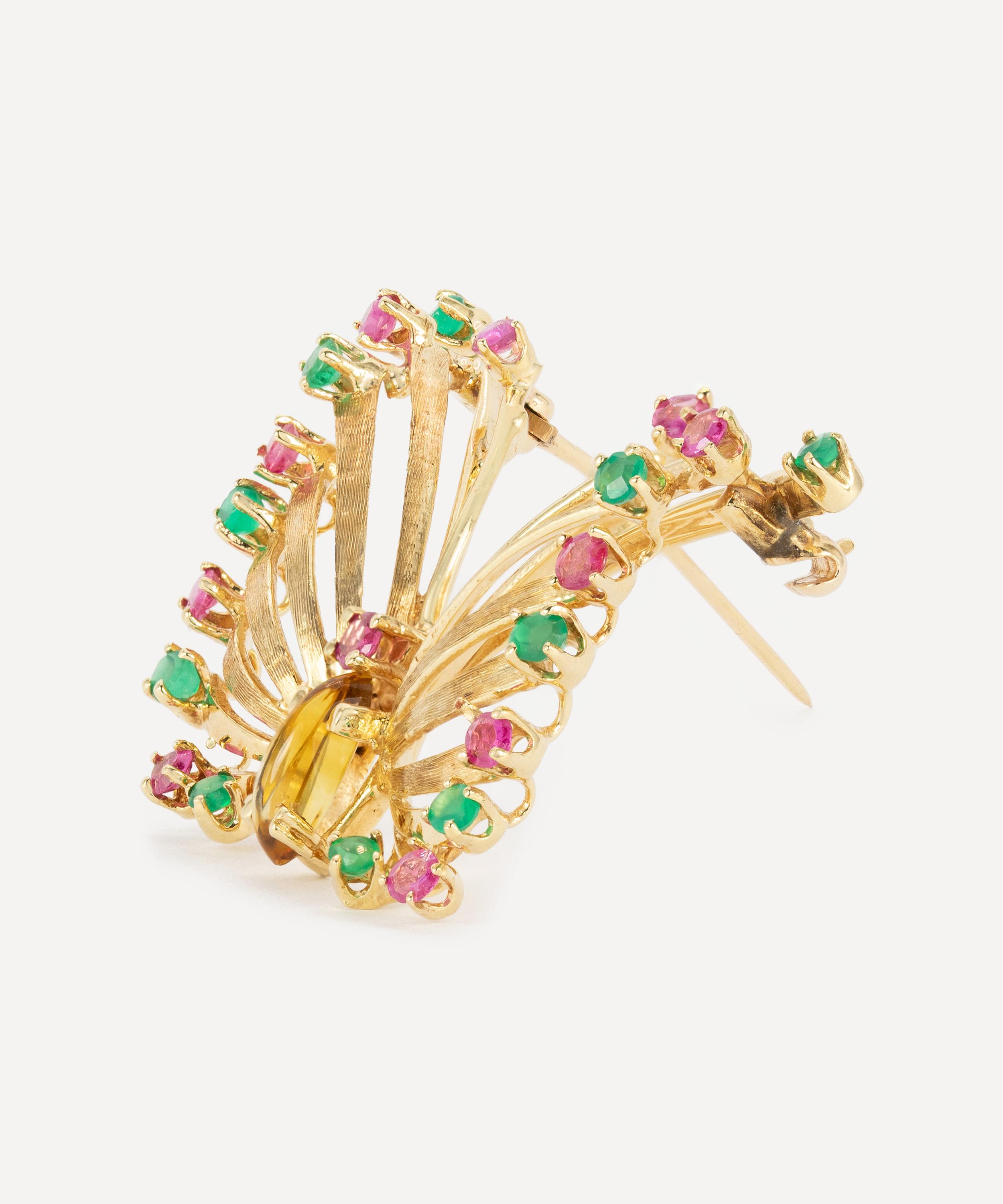 Kojis - 14ct Gold Vintage Gem-Set Butterfly Brooch image number 1