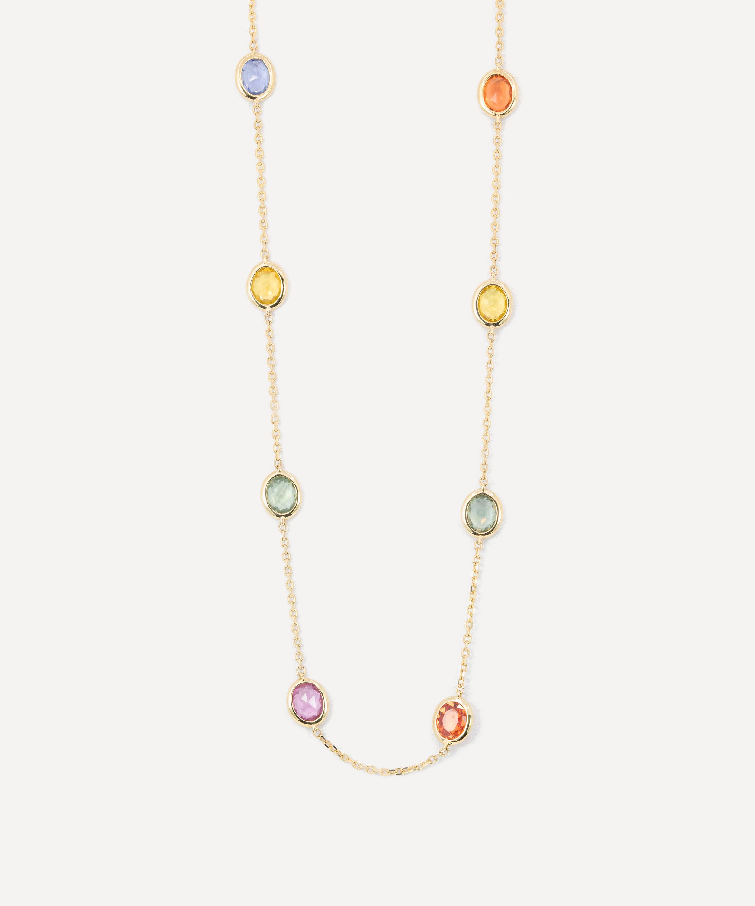 Kojis - 18ct Gold Rainbow Sapphire Station Necklace