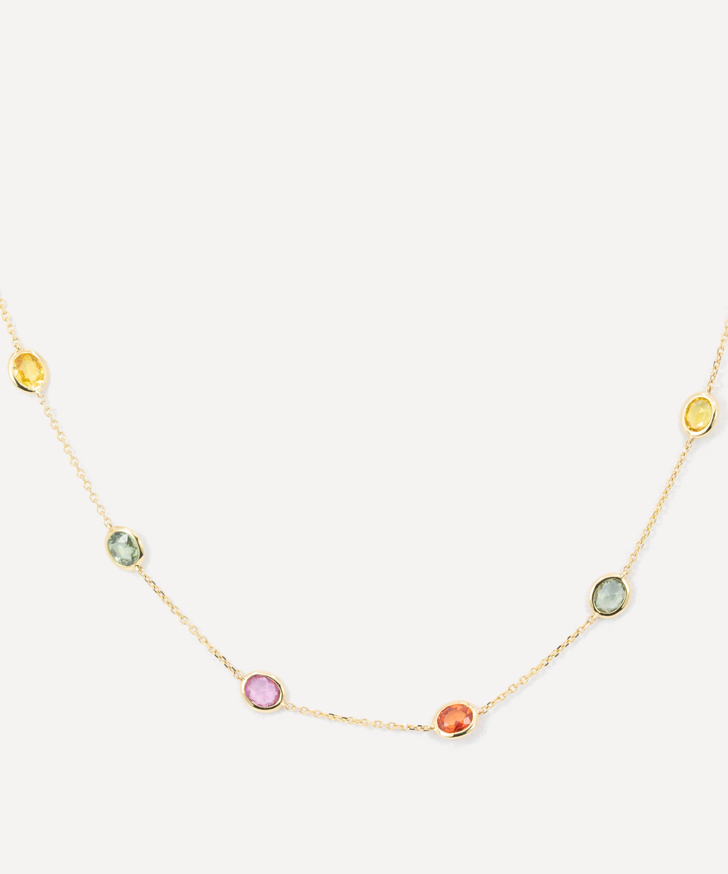 Kojis - 18ct Gold Rainbow Sapphire Station Necklace image number 2