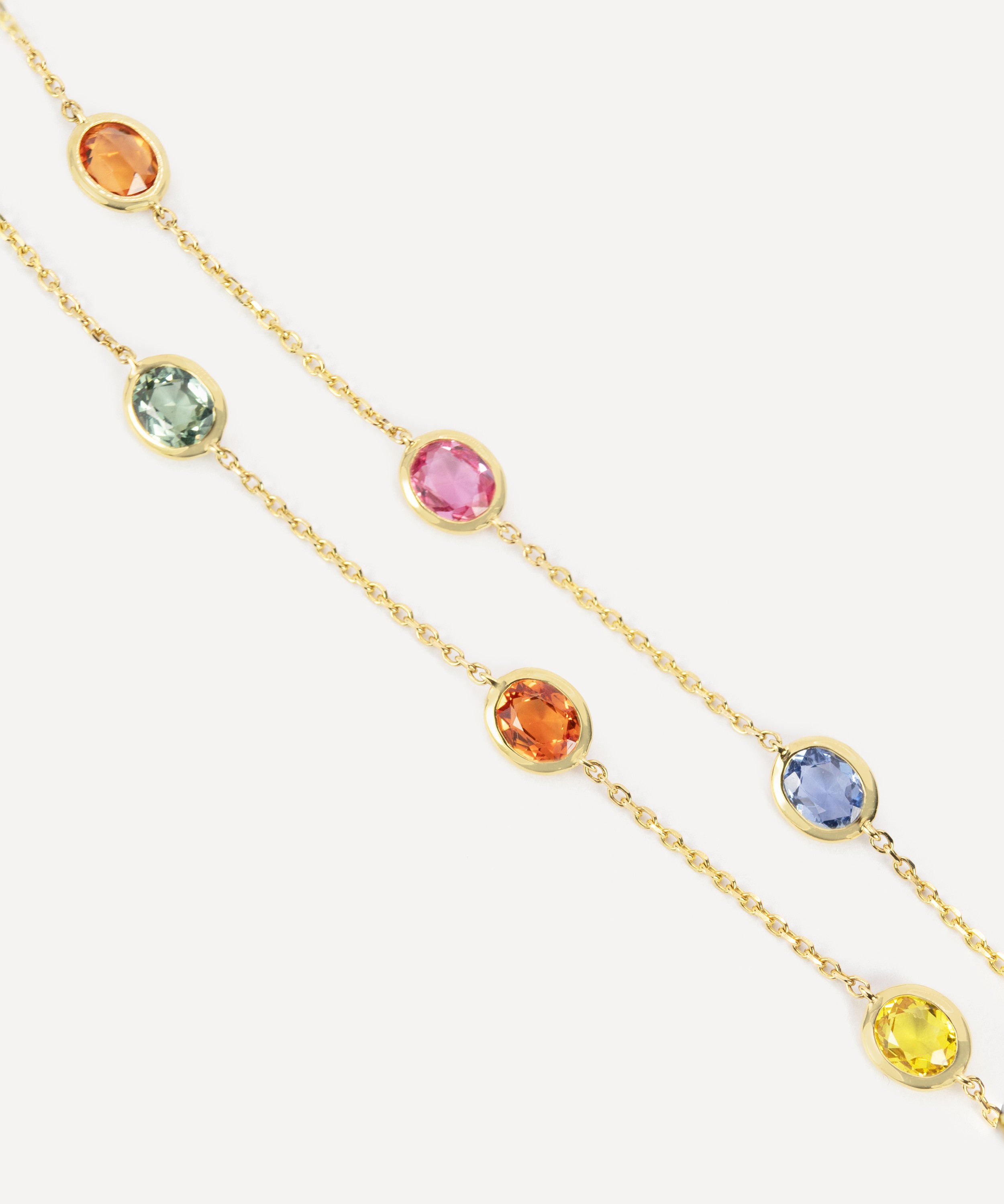 Kojis - 18ct Gold Rainbow Sapphire Station Necklace image number 3