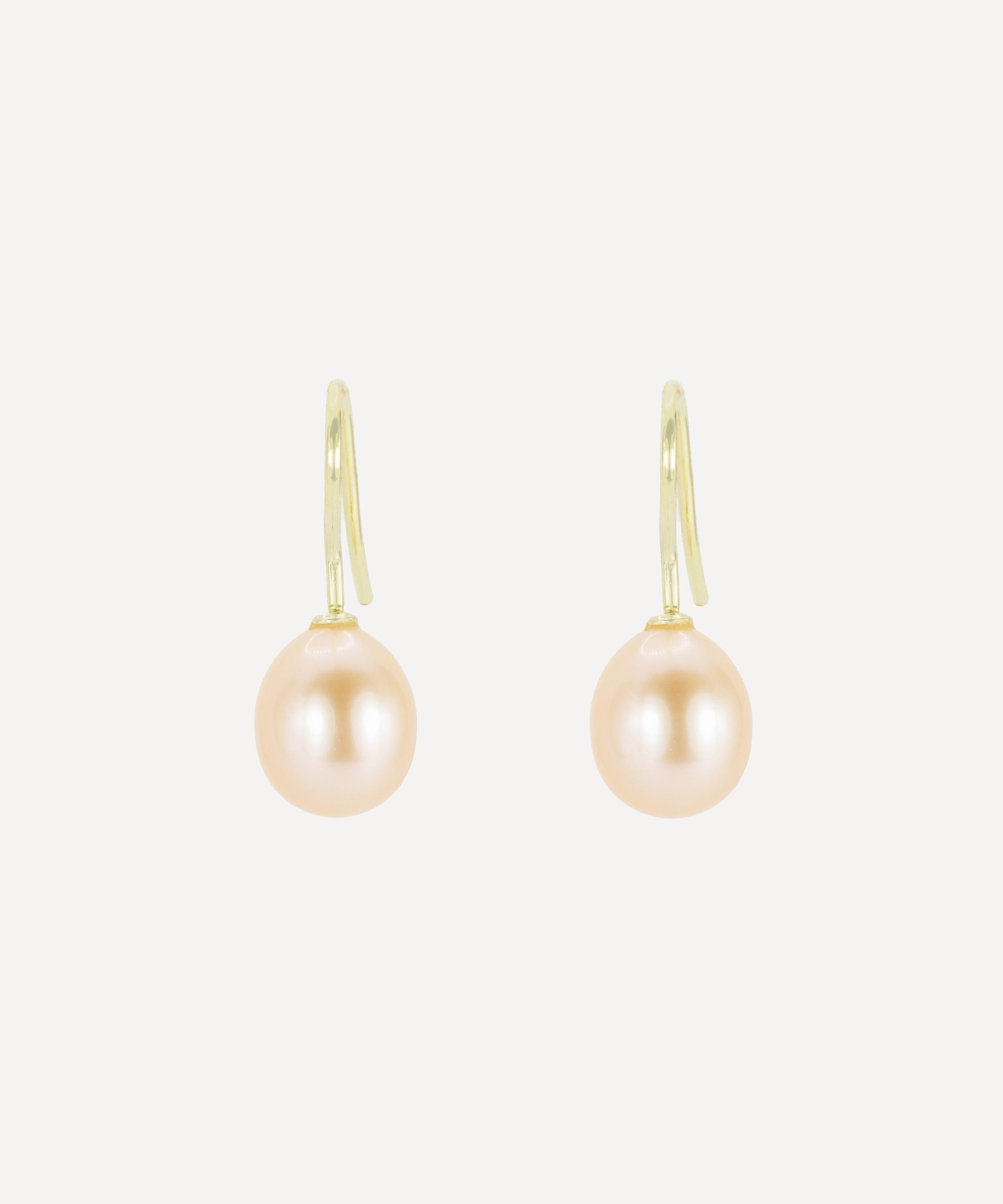Kojis - 18ct Gold Pink Pearl Fishhook Drop Earrings image number 0