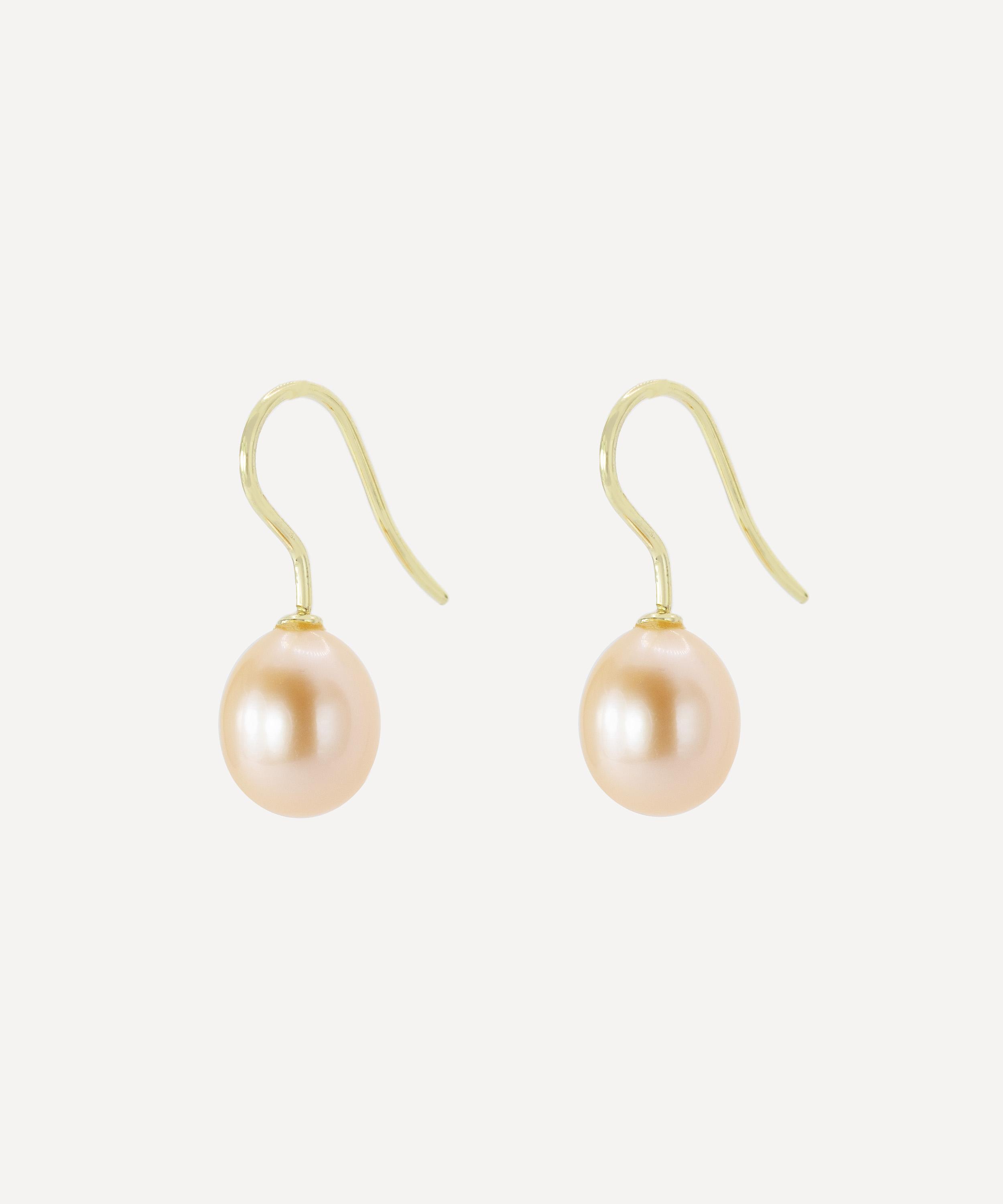 Kojis - 18ct Gold Pink Pearl Fishhook Drop Earrings image number 2