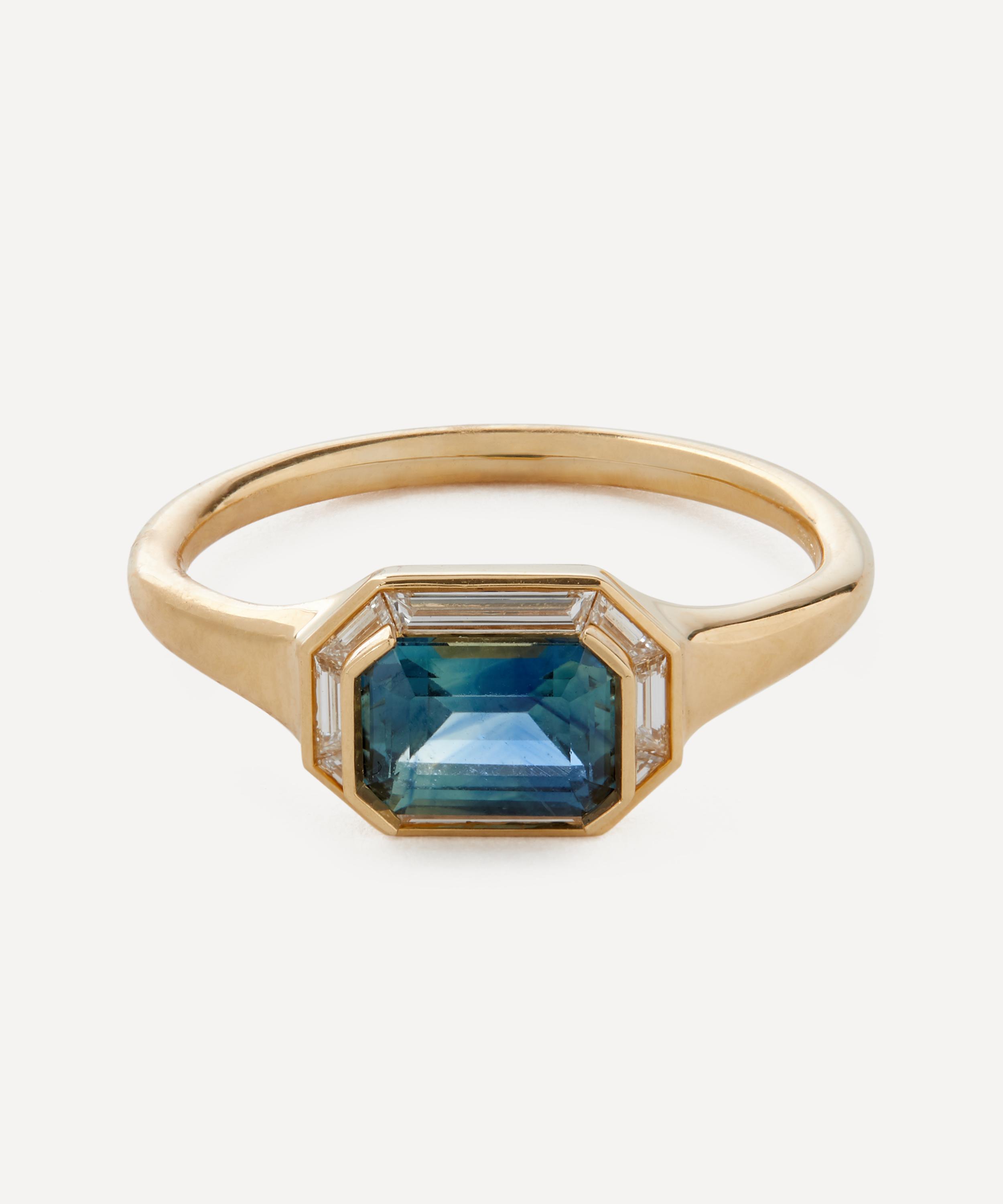 Artemer - 18ct Gold One-of-a-Kind Parti Sapphire and Trapezoid Diamond Engagement Ring image number 0