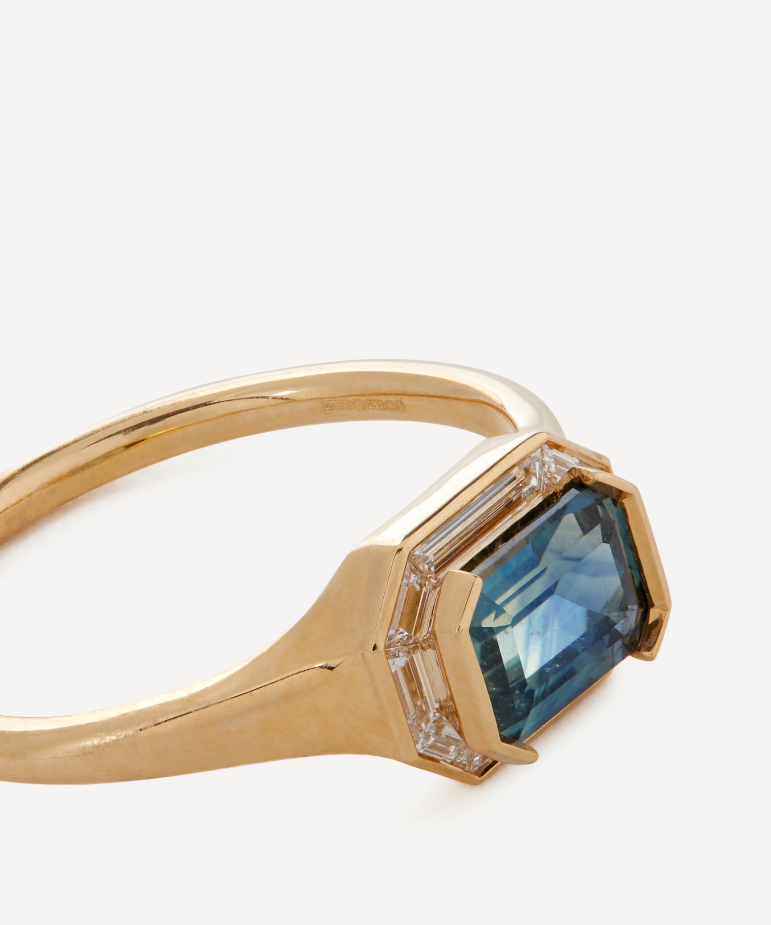 Artemer - 18ct Gold One-of-a-Kind Parti Sapphire and Trapezoid Diamond Engagement Ring image number 1