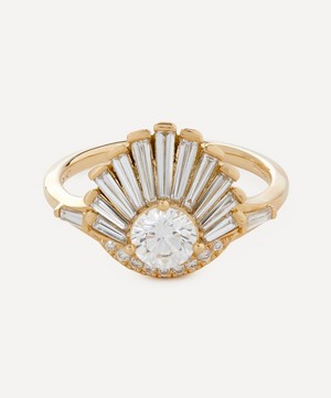 Artemer - 18ct Gold Vintage Art Deco Baguette Crown Cluster Engagement Ring image number 0