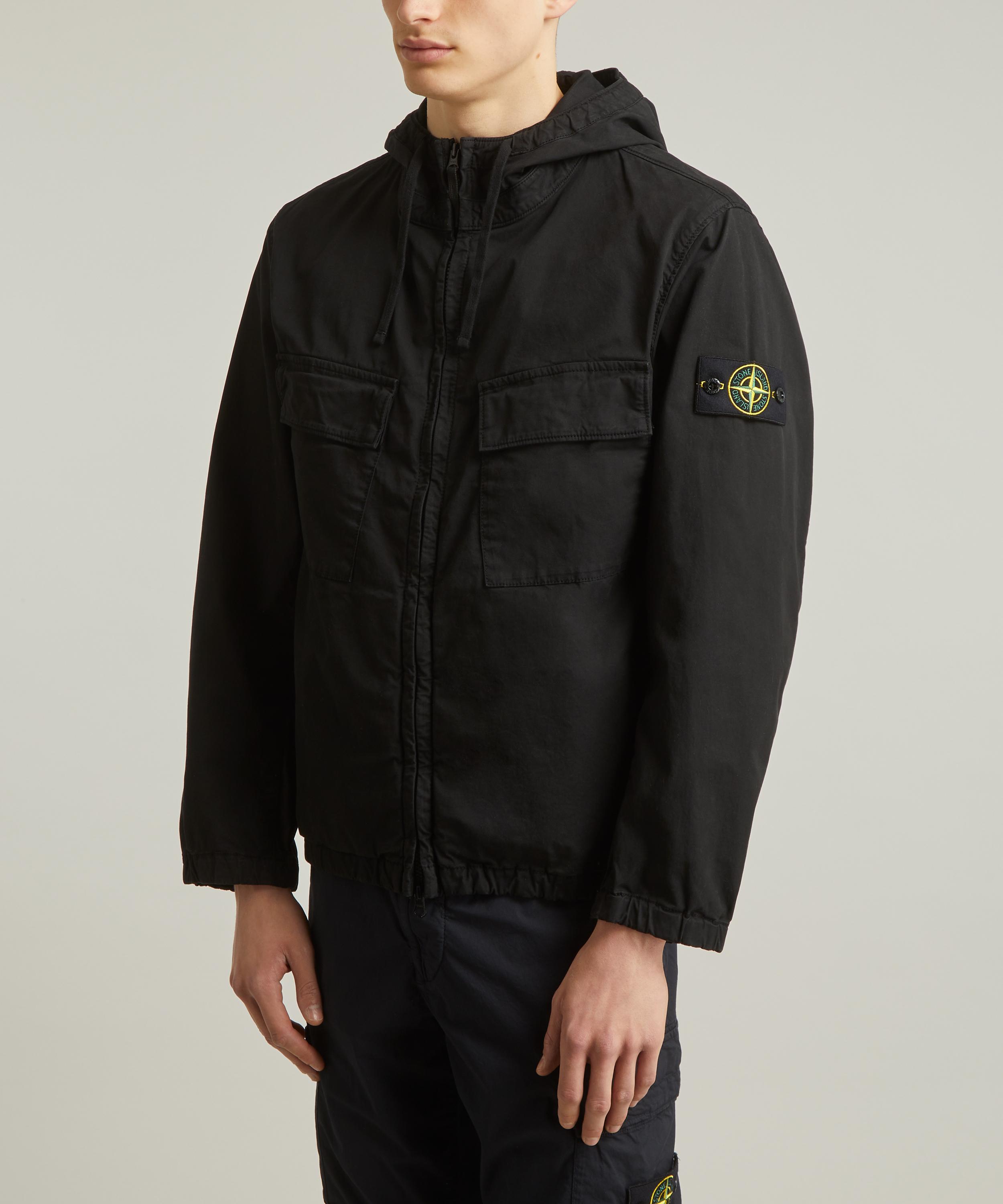 Stone island hooded jacket black online