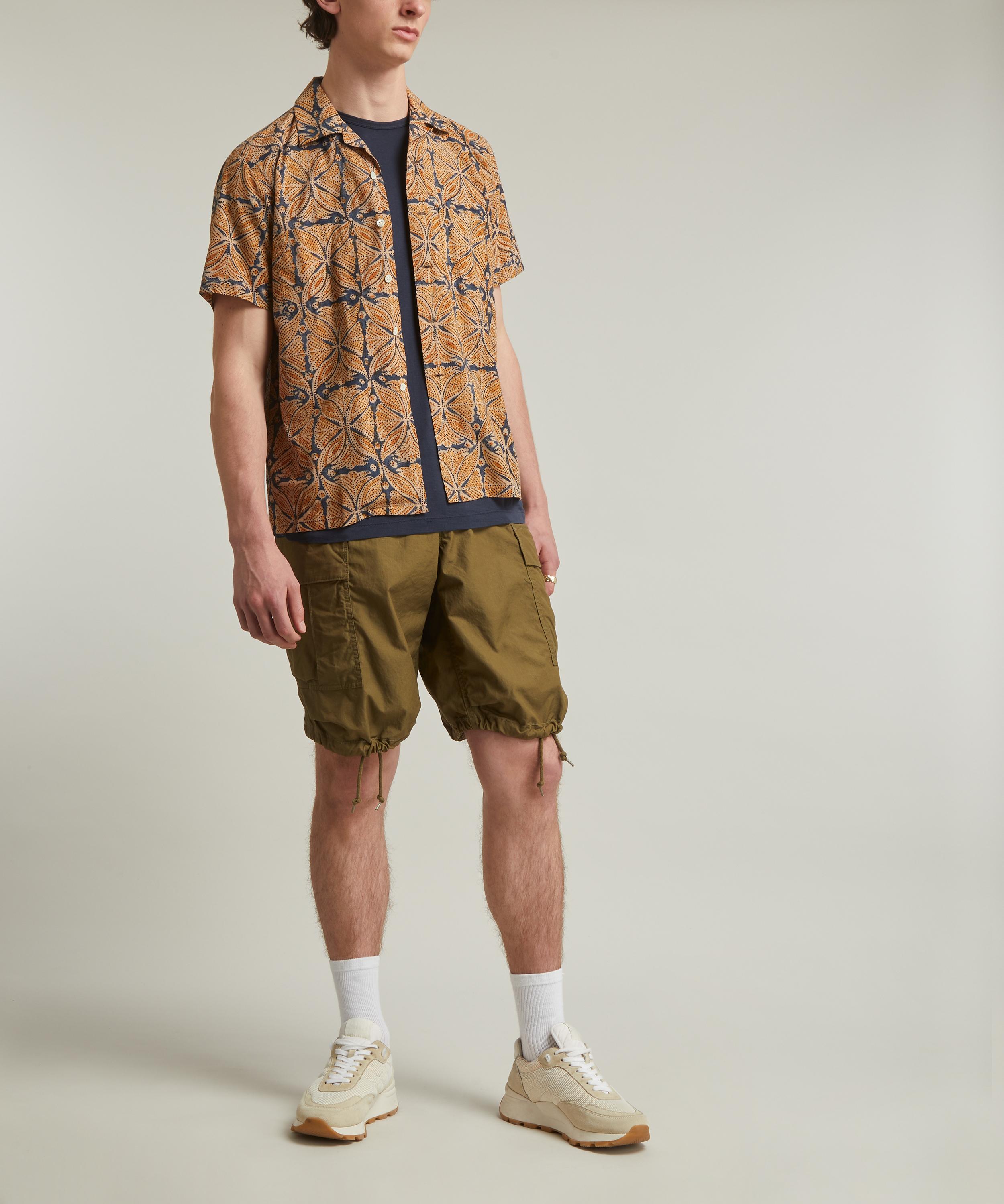 Beams - Open Collar Block Print Shirt image number 1