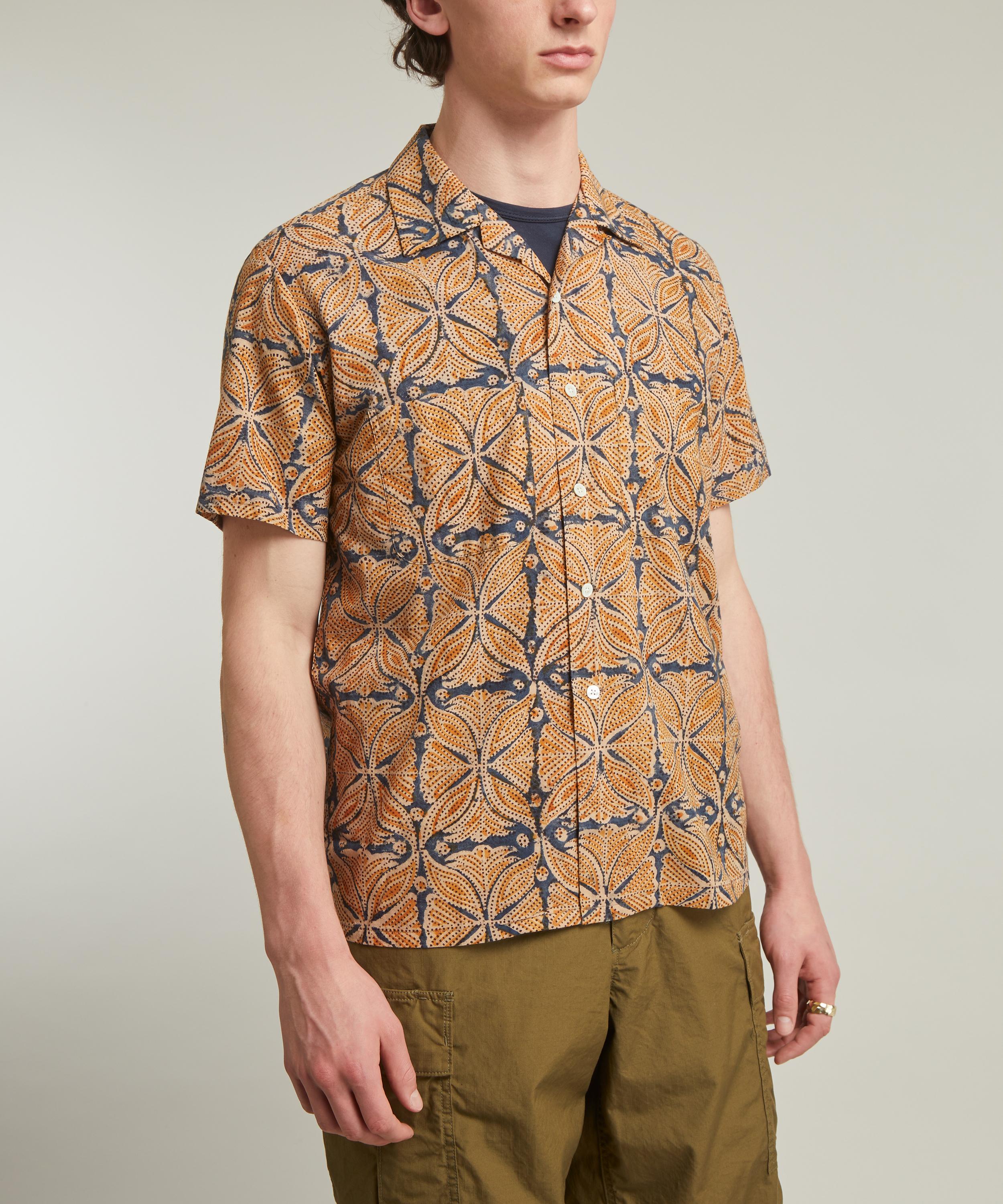 Beams - Open Collar Block Print Shirt image number 2