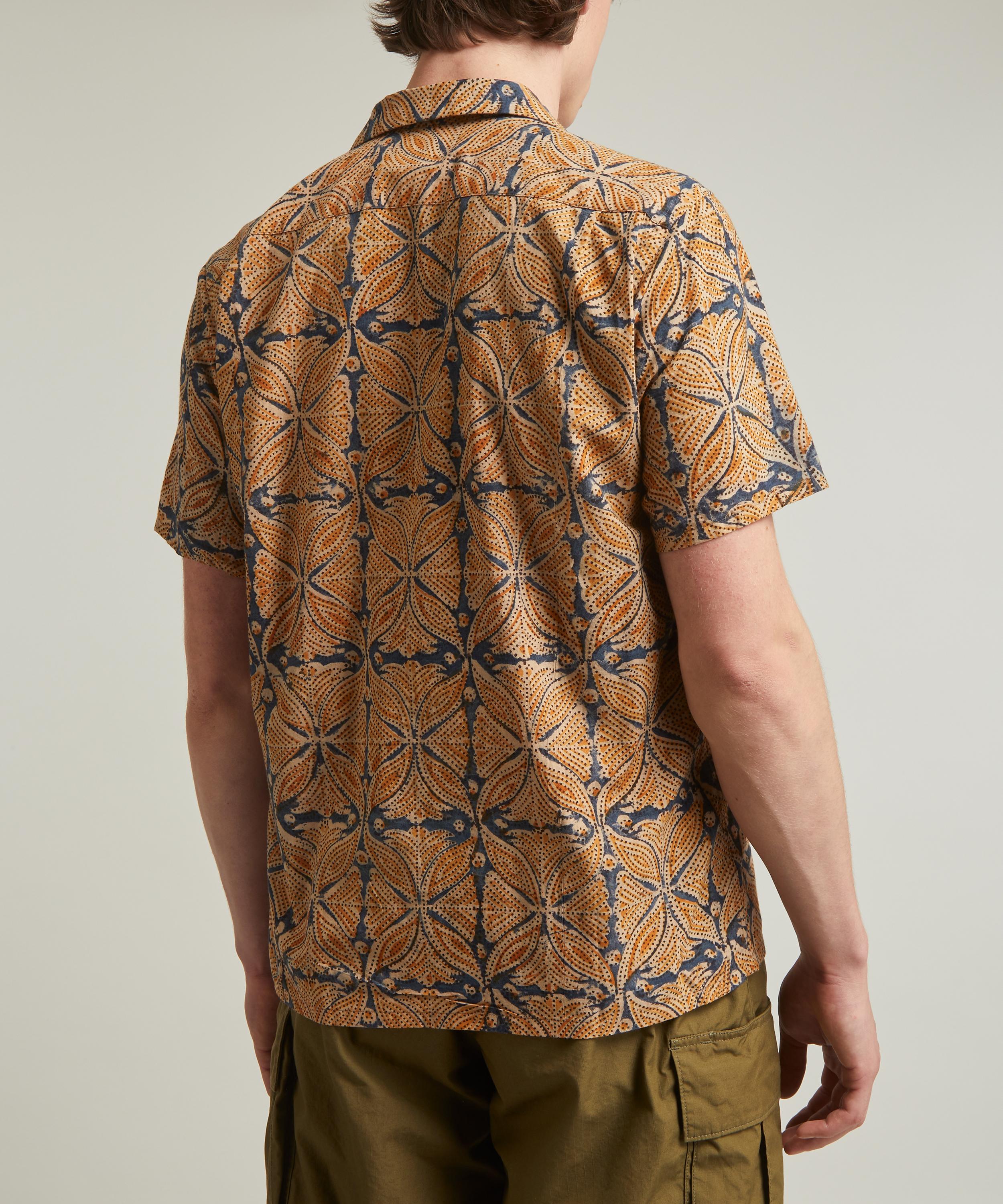 Beams - Open Collar Block Print Shirt image number 3