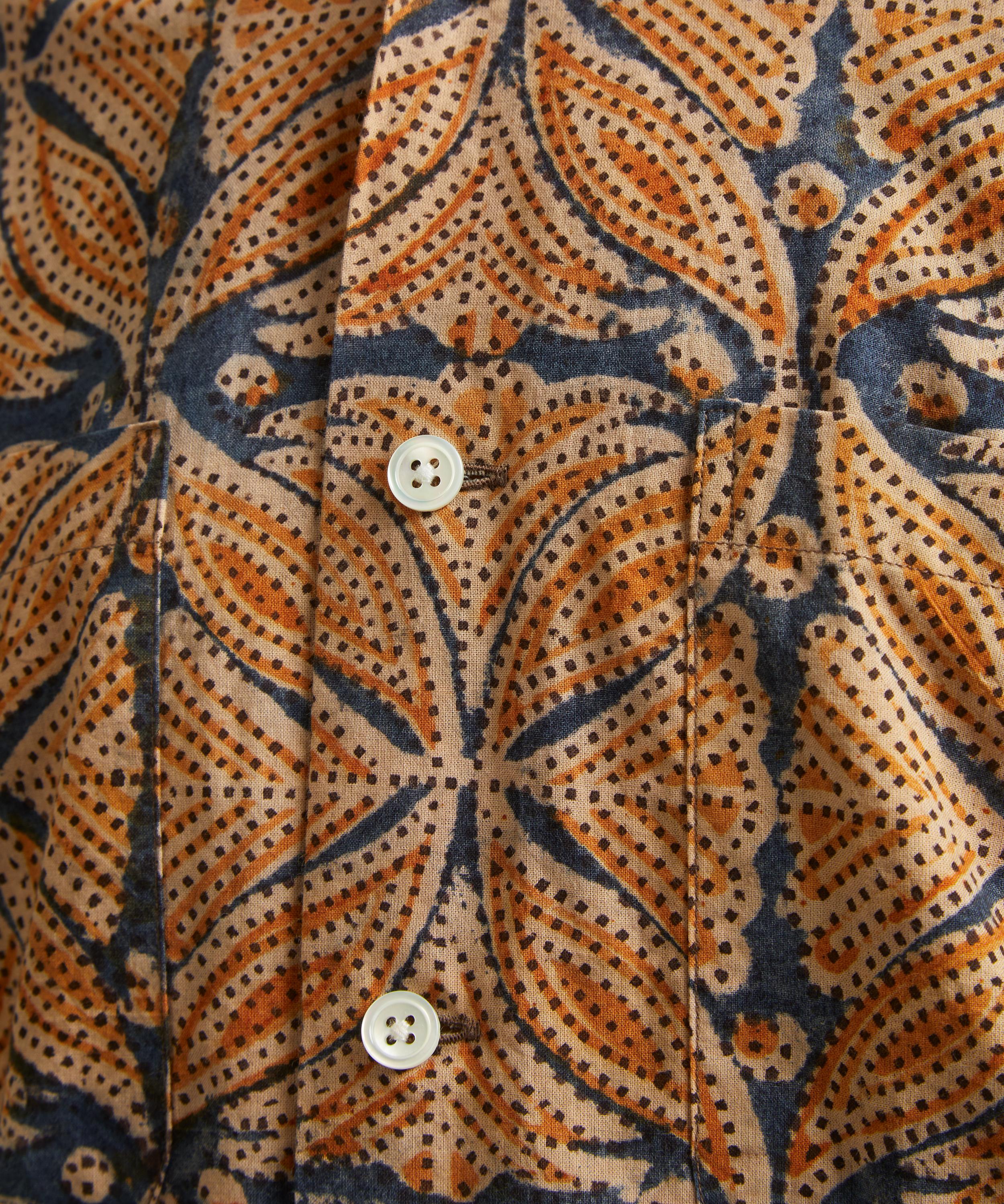 Beams - Open Collar Block Print Shirt image number 4