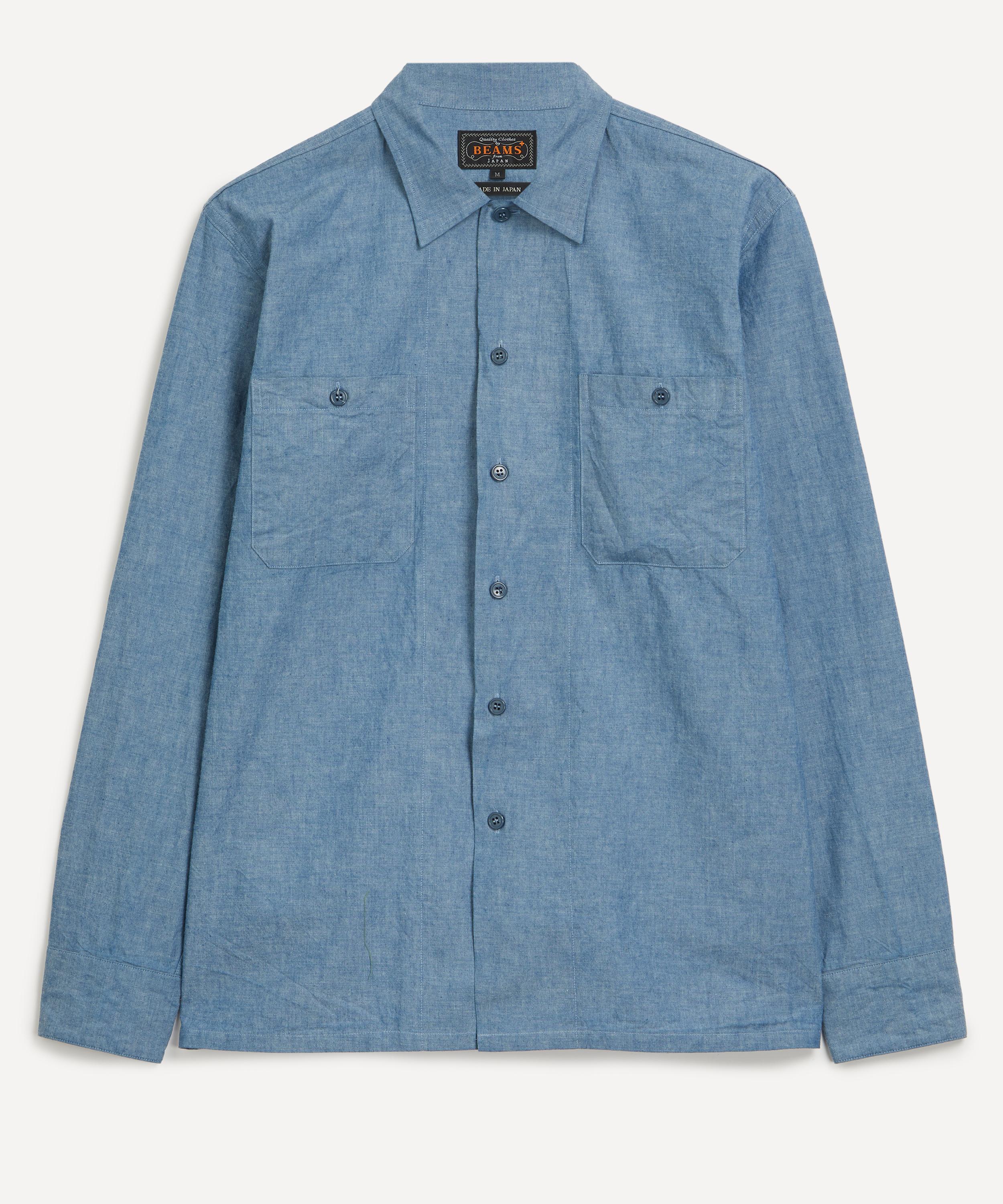Beams - Mil Open Collar Chambray Shirt image number 0