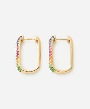 Roxanne First - 14ct Gold Rainbow Ombré Oval Hoop Earrings image number 1