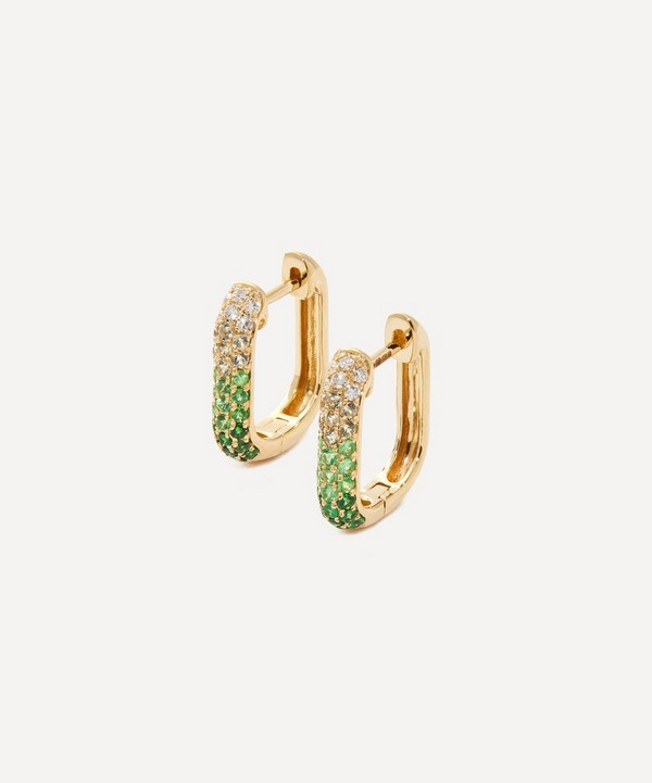 Roxanne First - 14ct Gold Green Ombré Oval Hoop Earrings image number null