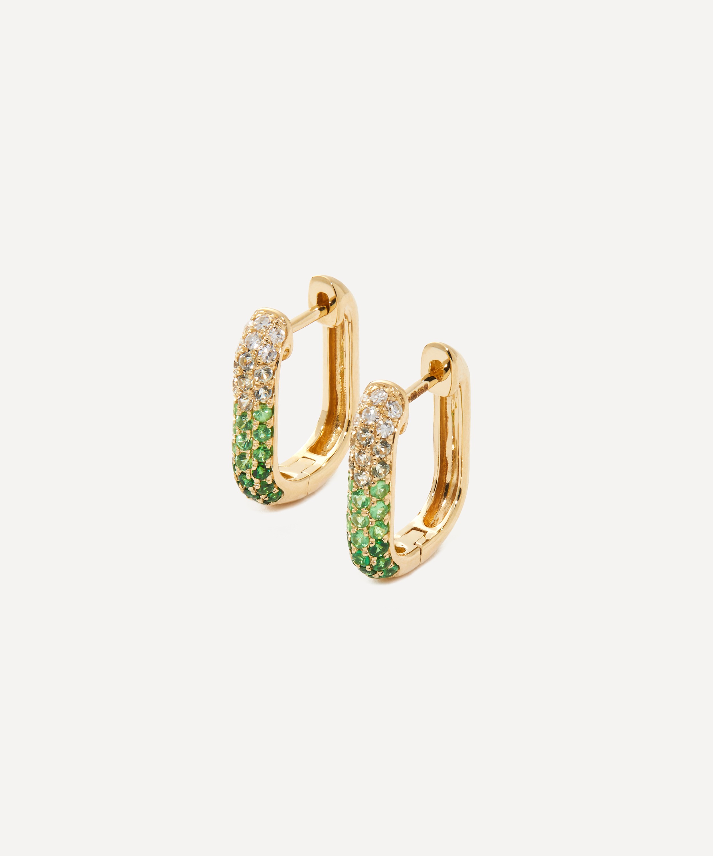 Roxanne First - 14ct Gold Green Ombré Oval Hoop Earrings image number 0