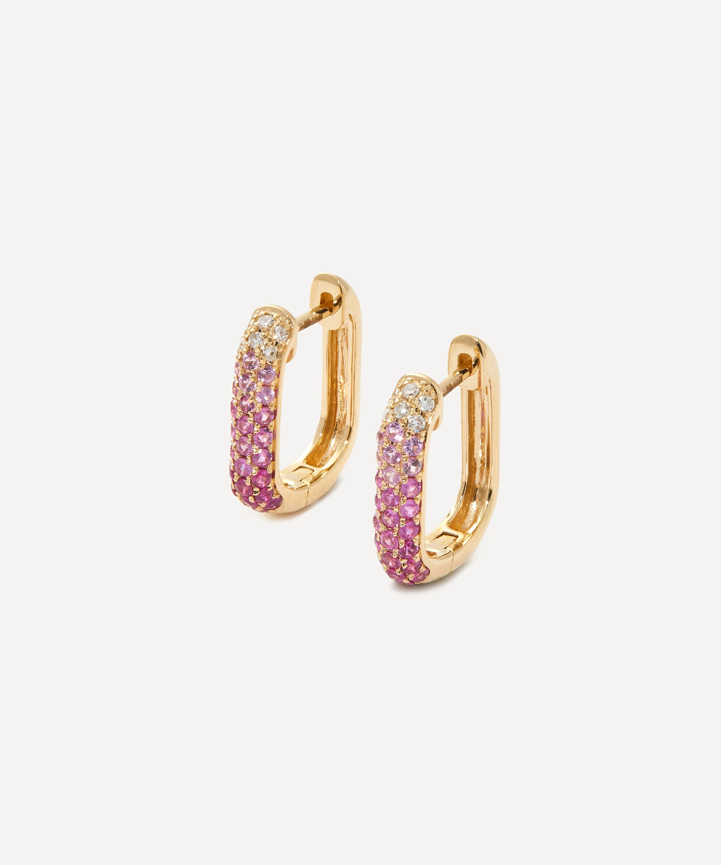 Roxanne First - 14ct Gold Pink Ombré Oval Hoop Earrings image number 0