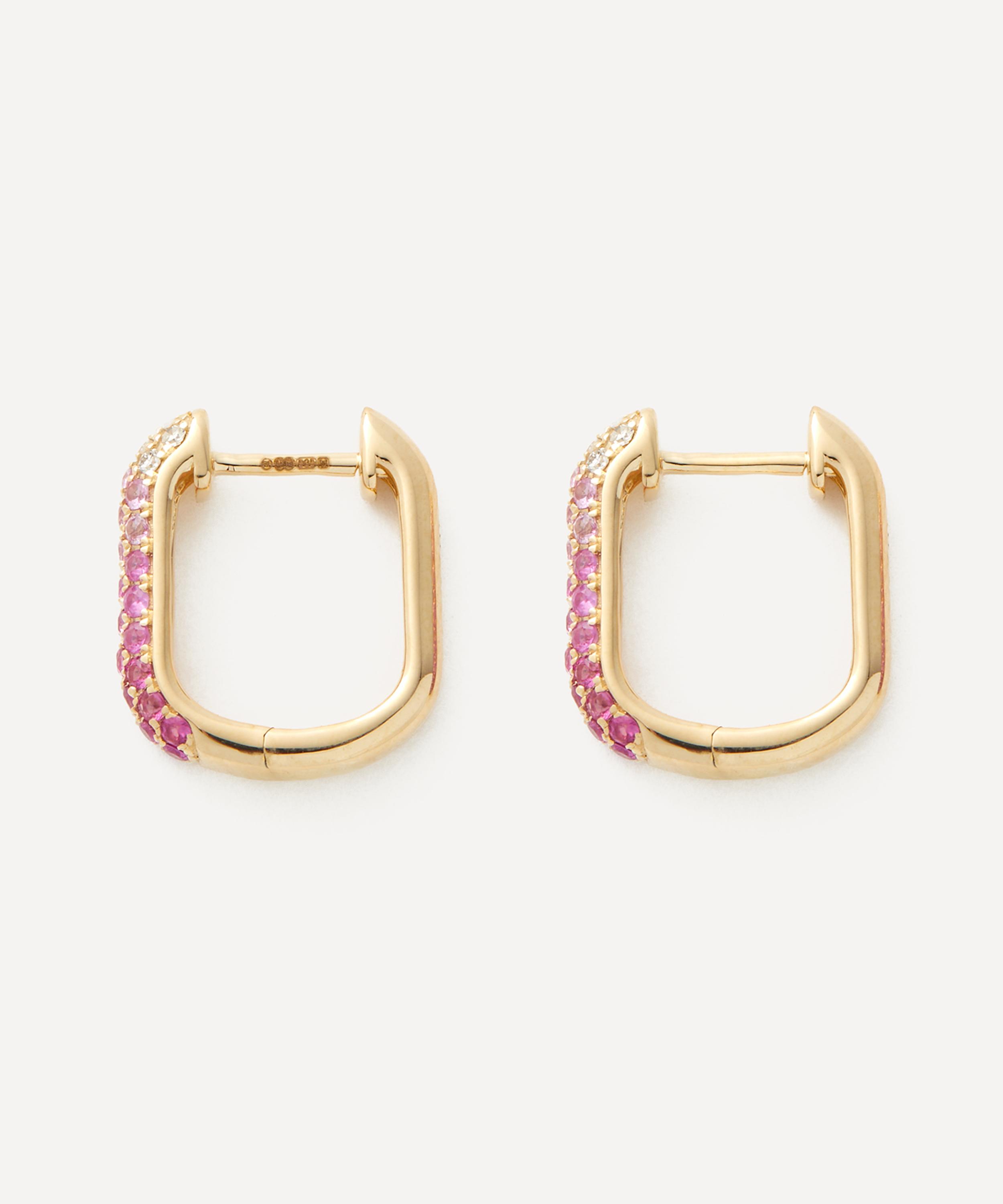 Roxanne First - 14ct Gold Pink Ombré Oval Hoop Earrings image number 2