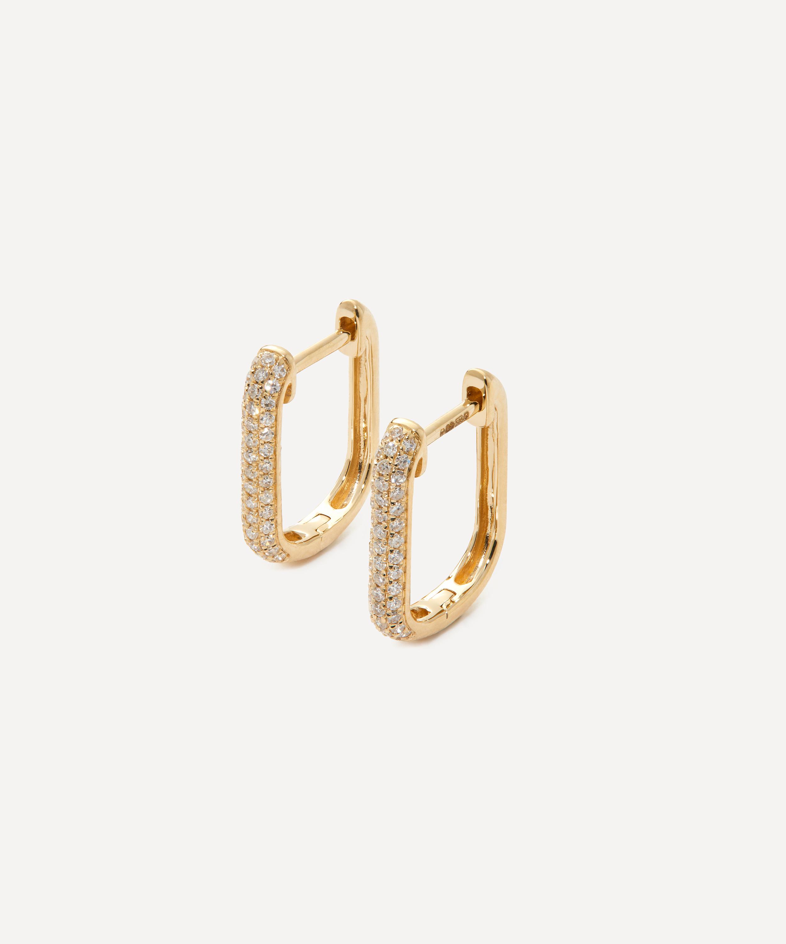 14ct Gold Diamond Oval Hoop Earrings