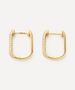 Roxanne First - 14ct Gold Diamond Oval Hoop Earrings image number 1