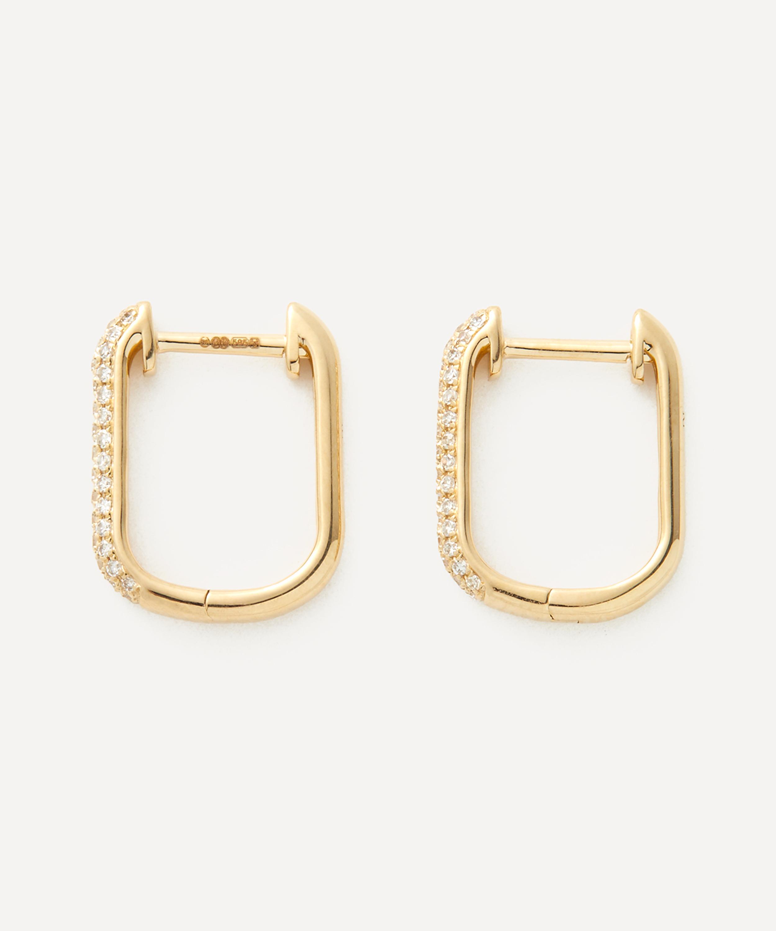 Roxanne First - 14ct Gold Diamond Oval Hoop Earrings image number 1