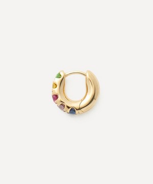 Roxanne First - 14ct Gold Super Duper Rainbow Sapphire Hoop Earring image number 2