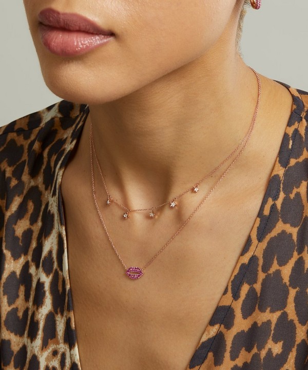 Roxanne First - 14ct Rose Scarlett Kiss Pink Sapphire Pendant Necklace