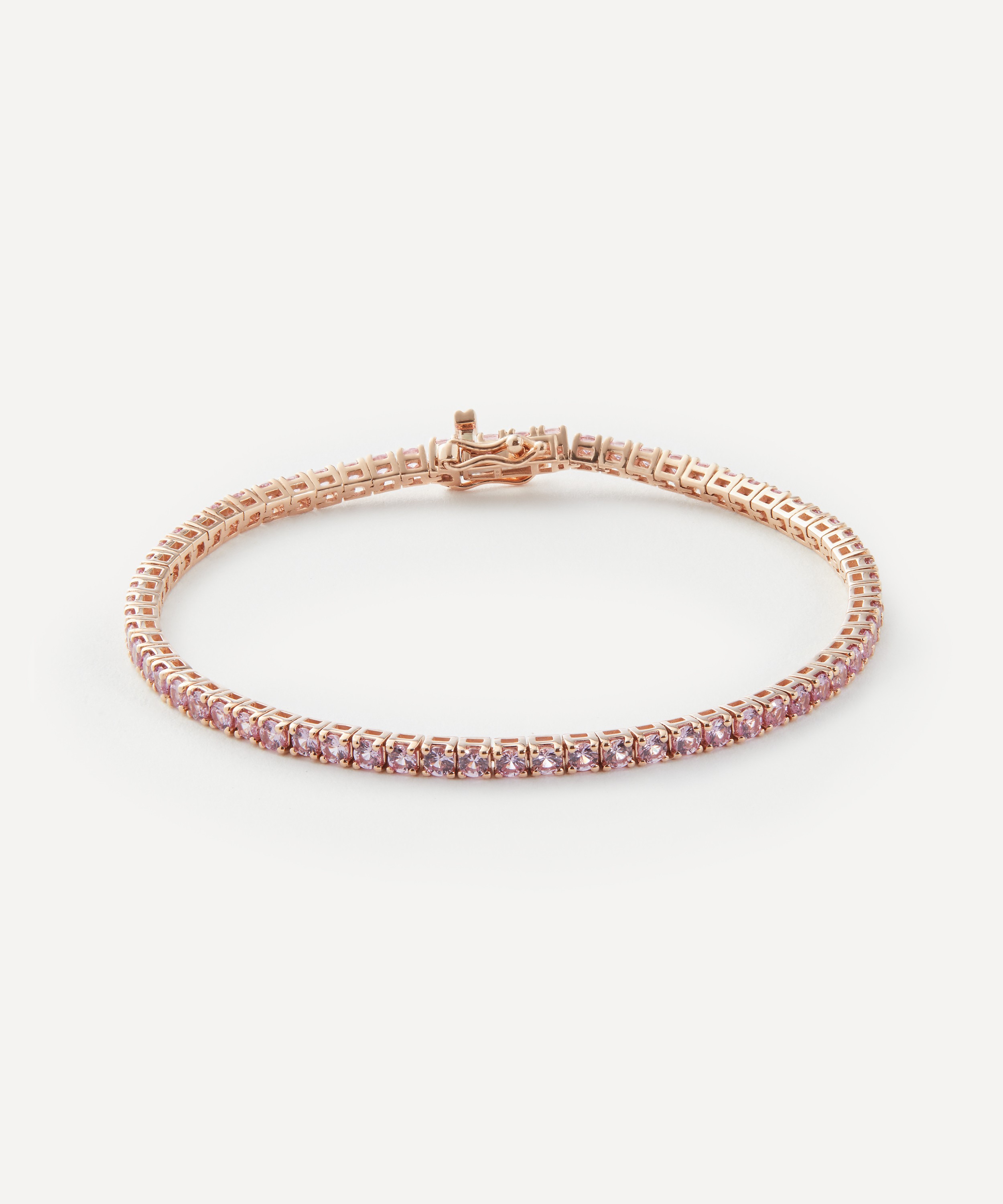 Roxanne First - 14ct Rose Gold Pink Sapphire Tennis Bracelet