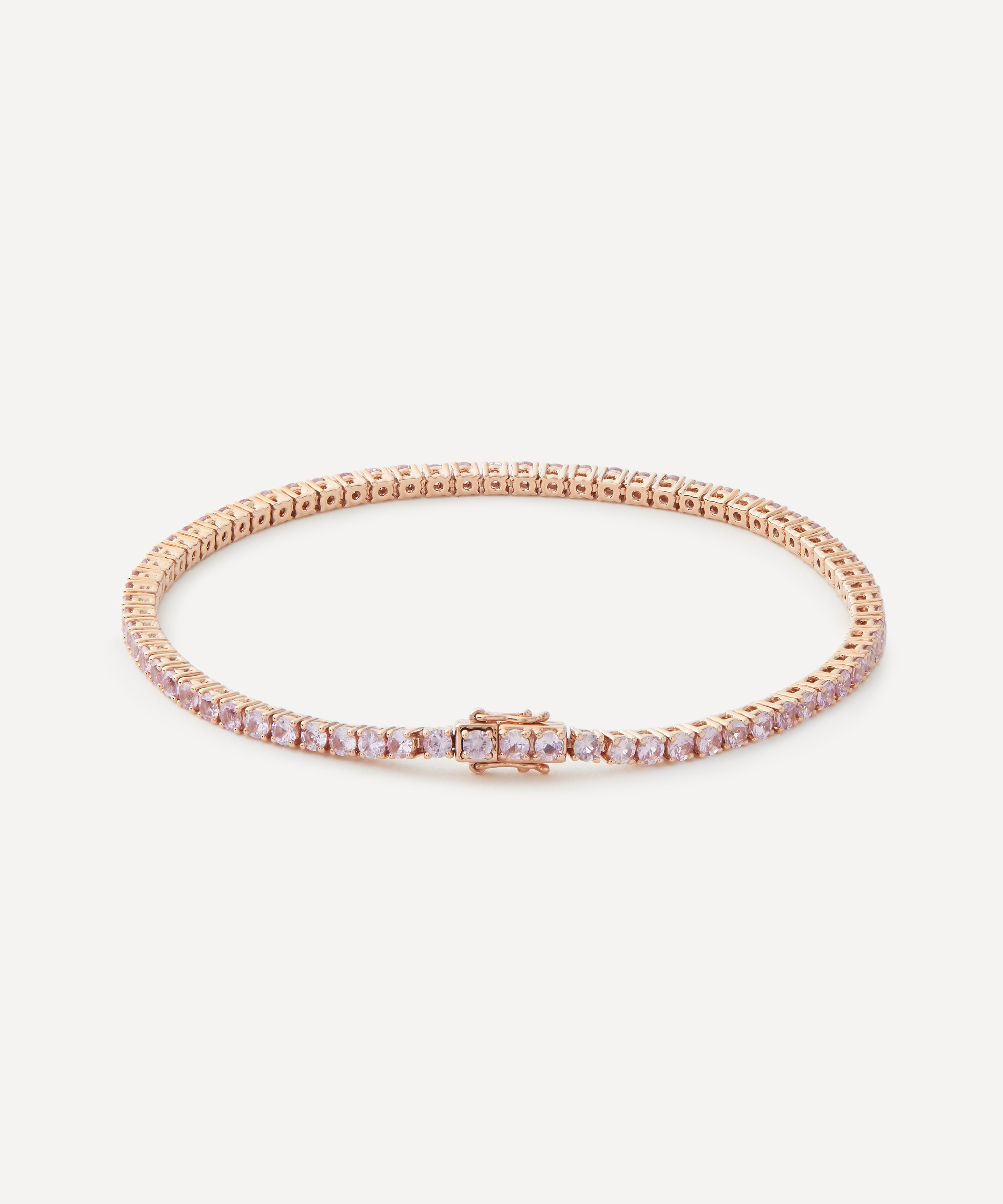 Roxanne First - 14ct Rose Gold Pink Sapphire Tennis Bracelet image number 