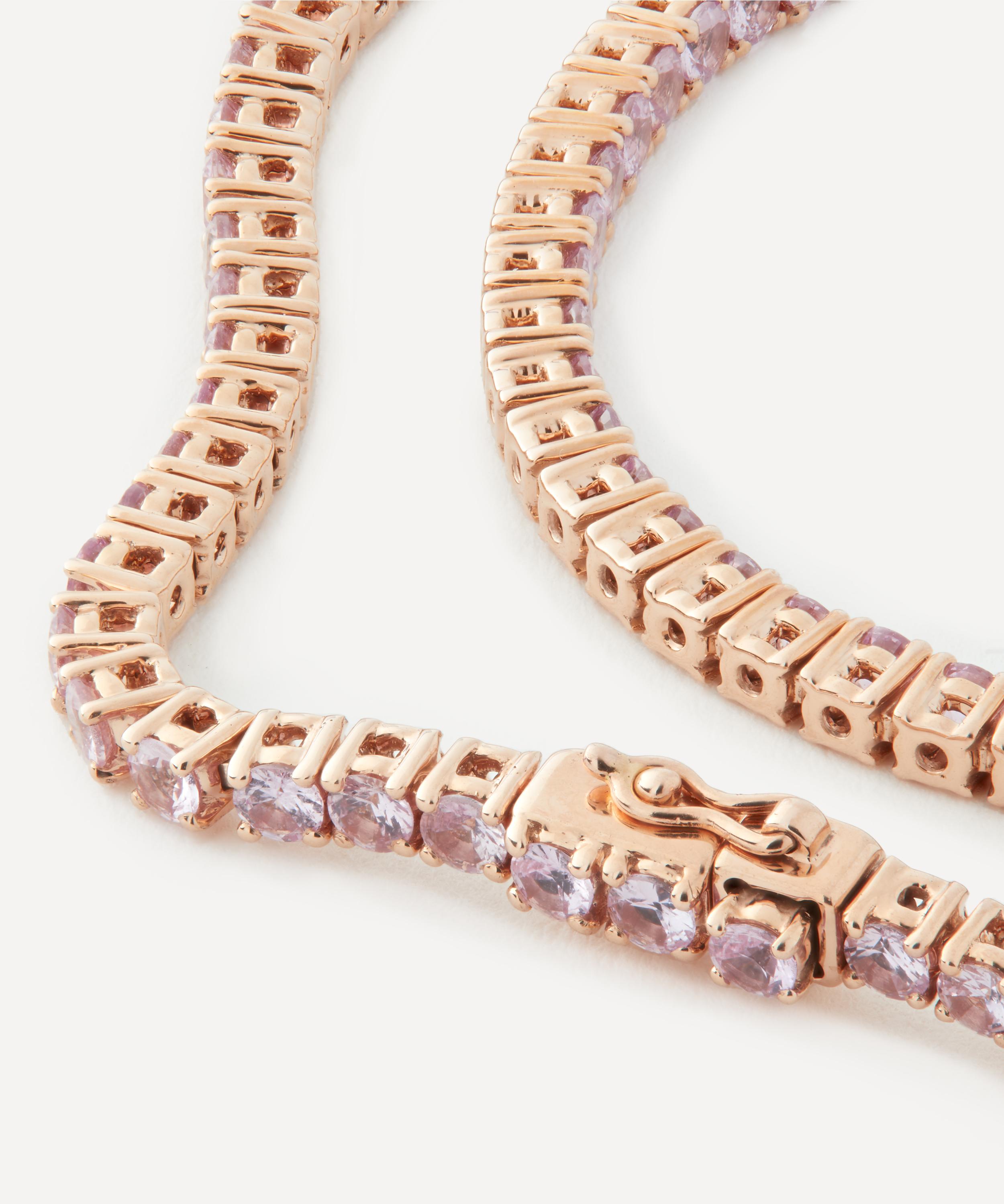 Roxanne First 14ct Rose Gold Pink Sapphire Tennis Bracelet