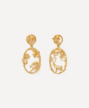 Alex Monroe - 22ct Gold-Plated Doe and Stag Oval Loop Drop image number 0