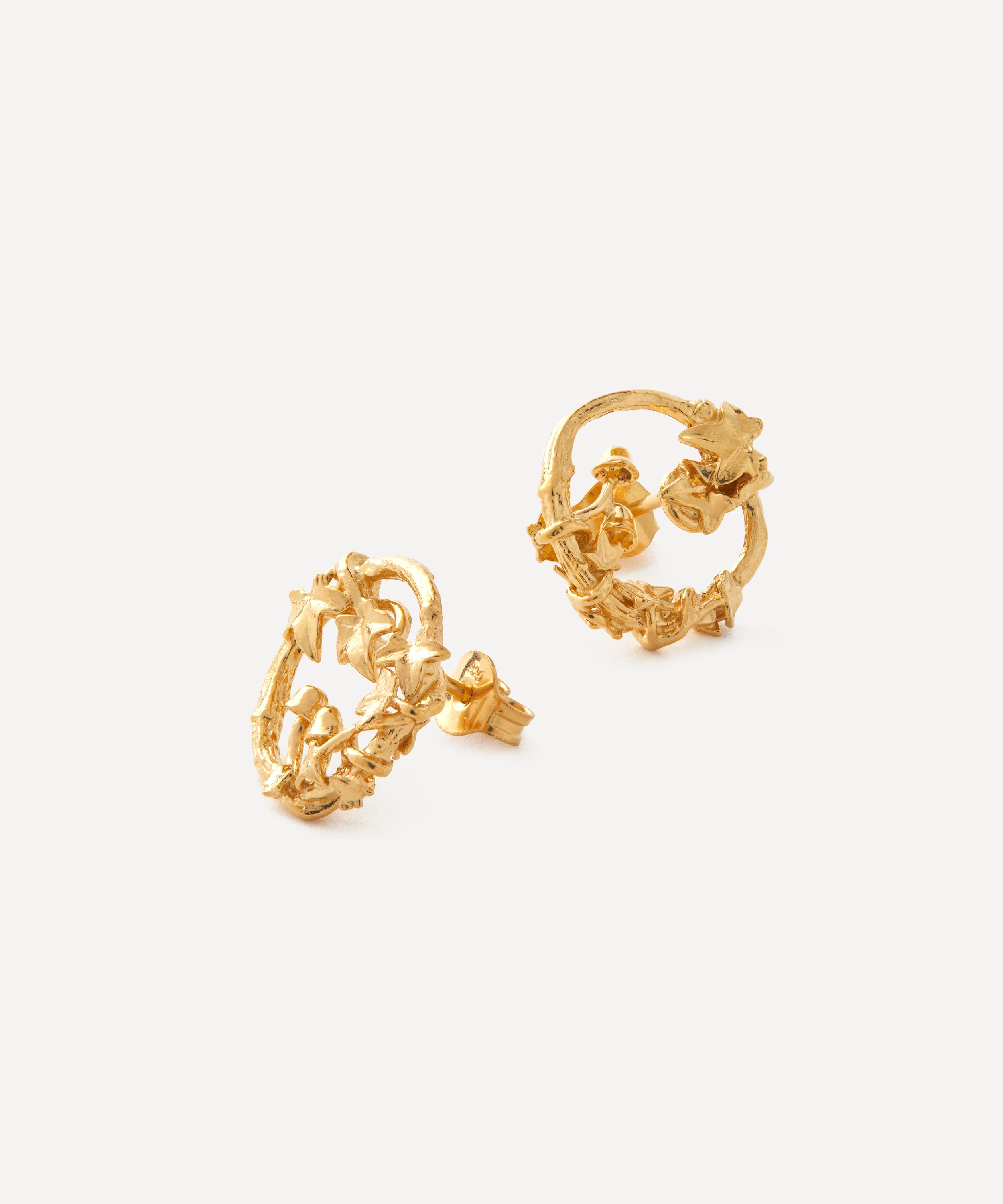 Alex Monroe - 22ct Gold-Plated Woodland Loop Stud Earrings image number 1