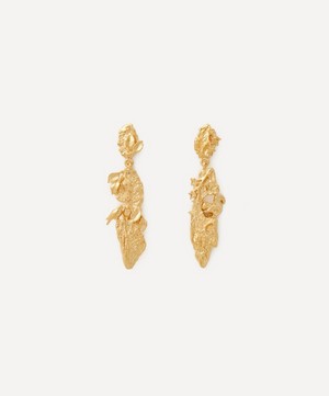 Alex Monroe - 22ct Gold-Plated Forest Bark Drop Earrings image number 0