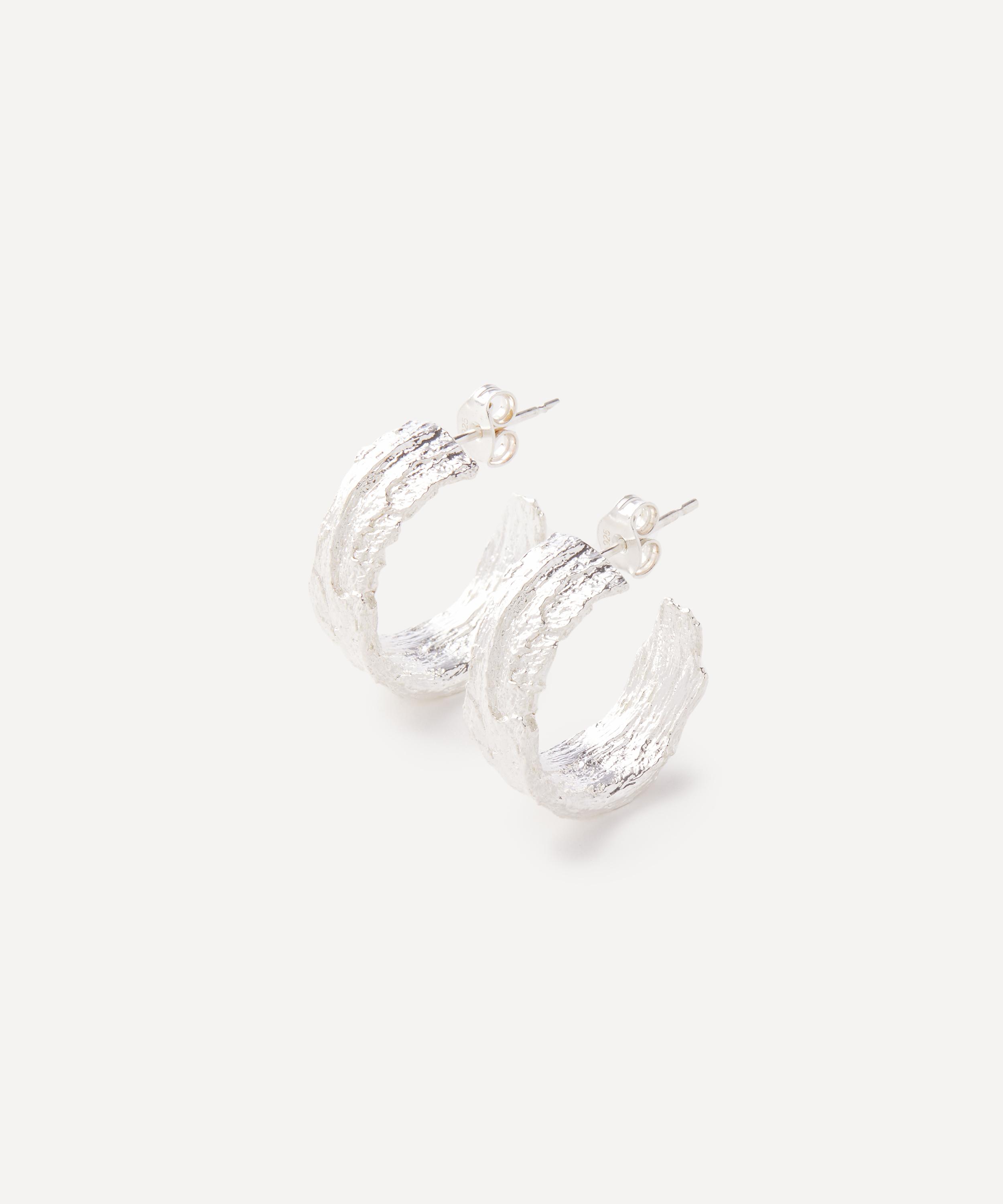 Alex Monroe - Sterling Silver Wide Bark Hoop Earrings