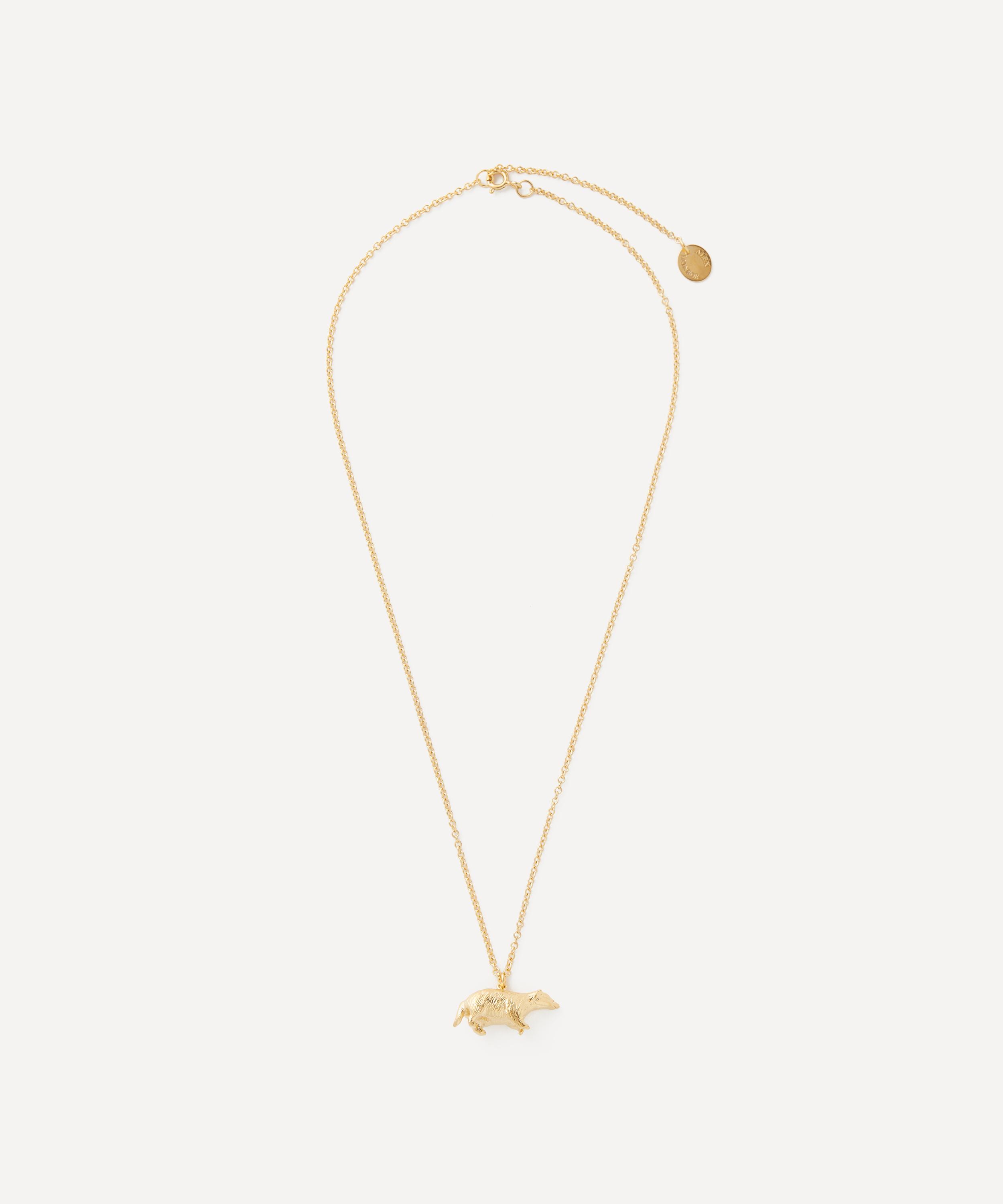Alex Monroe - 22ct Gold-Plated Foraging Badger Pendant Necklace image number 1