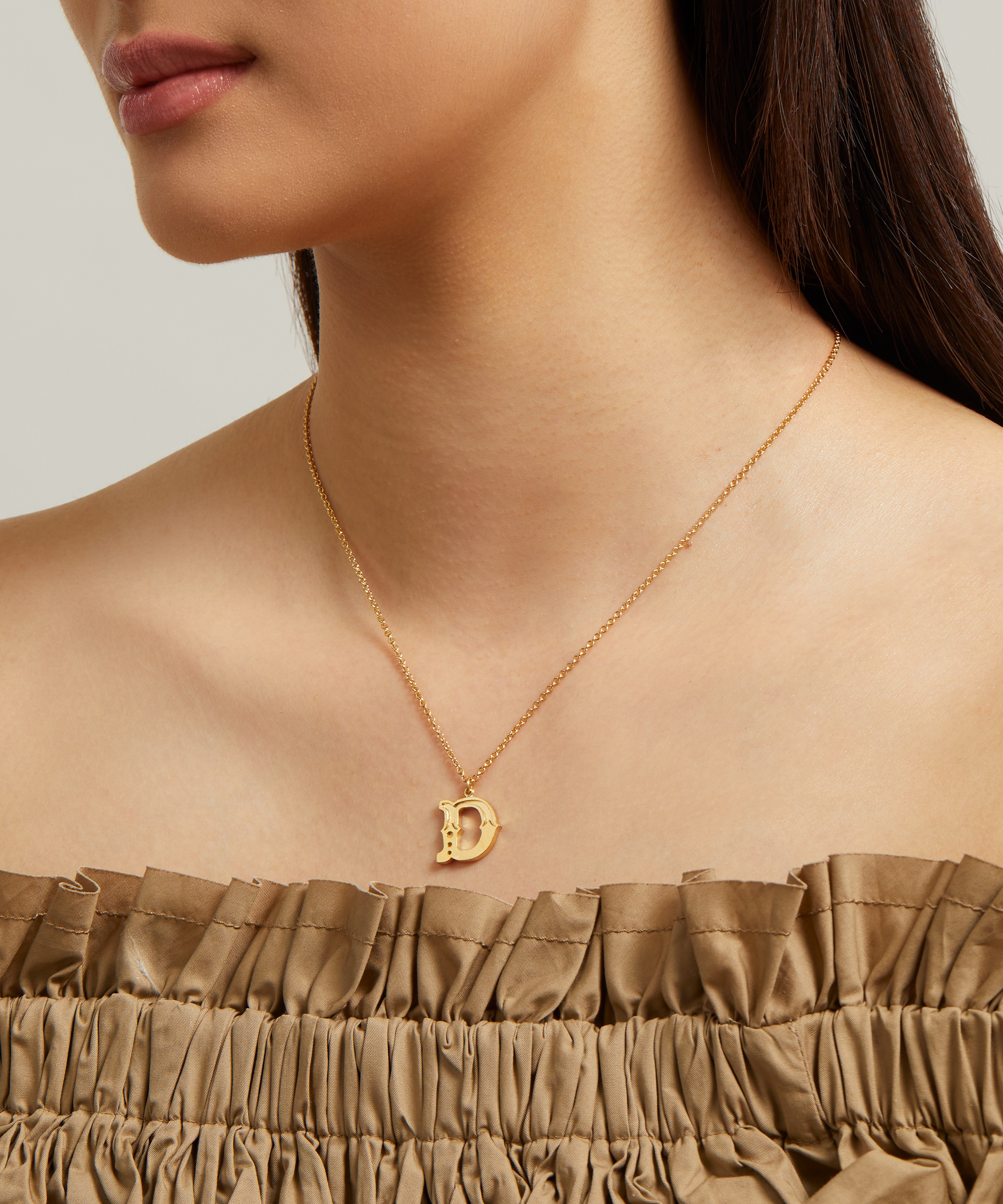 Alex Monroe - 18ct Gold-Plated Vermeil Silver Just My Type Letter D Necklace image number 1