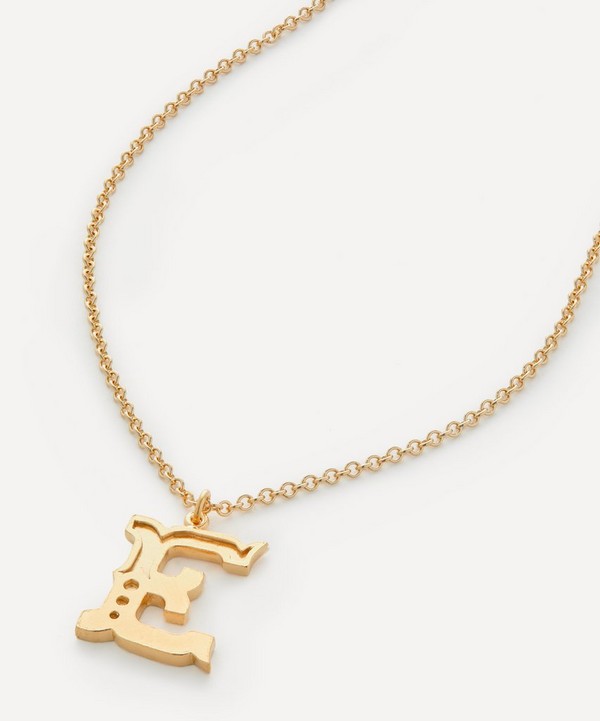 Alex Monroe - 18ct Gold-Plated Vermeil Silver Just My Type Letter E Necklace image number null