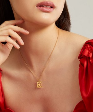Alex Monroe - 18ct Gold-Plated Vermeil Silver Just My Type Letter E Necklace image number 1