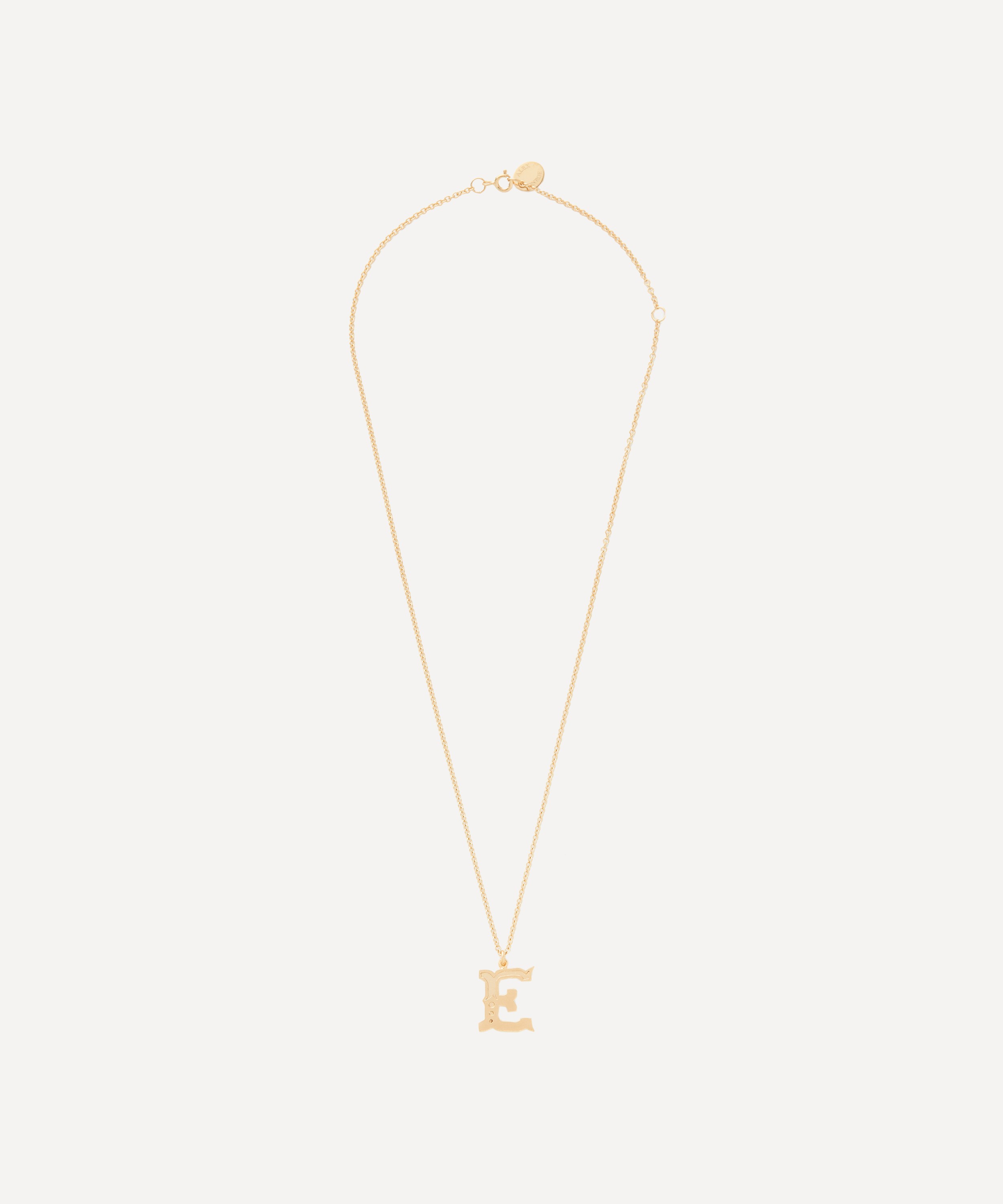 Alex Monroe - 18ct Gold-Plated Vermeil Silver Just My Type Letter E Necklace image number 2