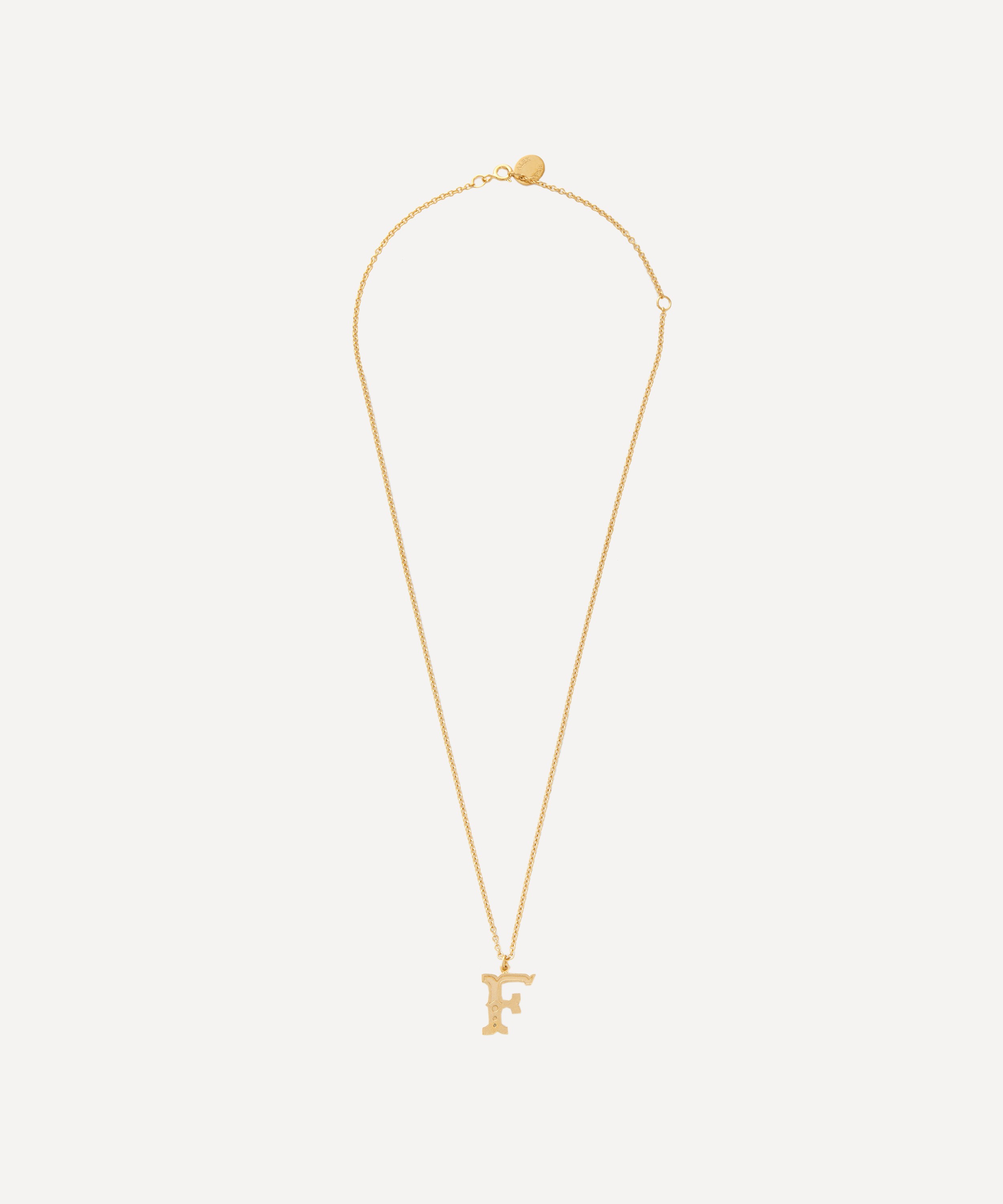 Alex Monroe - 18ct Gold-Plated Vermeil Silver Just My Type Letter F Necklace image number 2