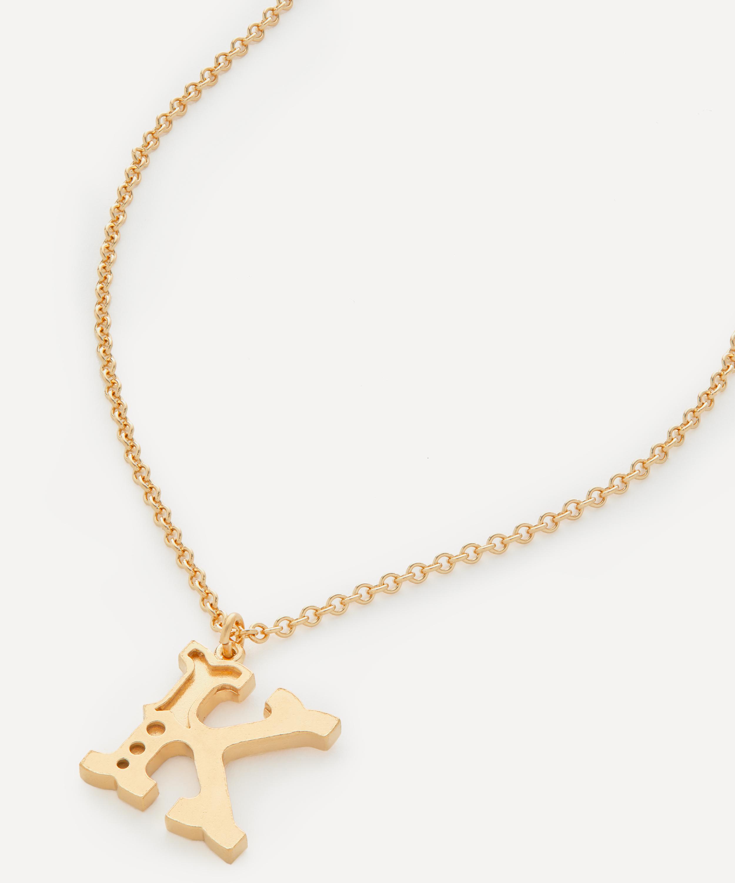 Alex Monroe - 18ct Gold-Plated Vermeil Silver Just My Type Letter K Necklace image number 0